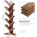 SHEEPAM 10 Tier Tree Book Shelf, Floor Standing Wood Bookshelf for Narrow Space, Storage Organizer Bookshelves for Books/CDs/Magazine, Bookcase with Shelves for Home Office, Living Room - Brown
