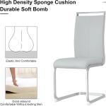 6 Seater Dining Table Set, 63 Inch Kitchen Table and Chairs, White Imitation Marble Table and 6 PU Leather Chairs Set