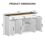 Buffet Cabinet with Storage, 55" Large Sideboard Buffet Cabinet with 3 Drawers and 4 Doors, Wood Kitchen Cabinet Display