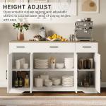 Buffet Cabinet with Storage, 55" Large Sideboard Buffet Cabinet with 3 Drawers and 4 Doors, Wood Kitchen Cabinet Display