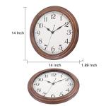 Vigorwise 14 Inch Wooden Wall Clock, Retro Wood Wall Clocks Battery Operated, Large Silent Sweep Movement Accurate Wall Clock for Living Room Bedroom