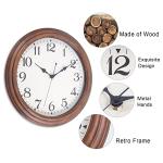 Vigorwise 14 Inch Wooden Wall Clock, Retro Wood Wall Clocks Battery Operated, Large Silent Sweep Movement Accurate Wall Clock for Living Room Bedroom