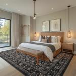 Ruaruarug Area Rug Non Slip Machine Washable Ultra Soft Living Room/Bedroom/Kitchen/Outdoor/Classroom Black Grey, 8'×10'