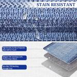 RUGSREAL 9x12 Living Room Rug Large Washable Rug Non Slip Dining Room Boho Braided Print Carpet Indoor Throw Floor Cover Farmhouse Rustic Area Rug Bohemian Border Carpet for Bedroom Home Decor, Navy