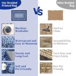 RUGSREAL 9x12 Living Room Rug Large Washable Rug Non Slip Dining Room Boho Braided Print Carpet Indoor Throw Floor Cover Farmhouse Rustic Area Rug Bohemian Border Carpet for Bedroom Home Decor, Navy