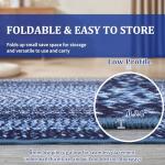 RUGSREAL 9x12 Living Room Rug Large Washable Rug Non Slip Dining Room Boho Braided Print Carpet Indoor Throw Floor Cover Farmhouse Rustic Area Rug Bohemian Border Carpet for Bedroom Home Decor, Navy