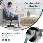 OLIXIS Criss Cross Legged Chairs Armless No Wheels Wide Seat Height Adjustable Swivel Padded PU Leather Home Office Desk Seating for Bedroom, Student, Study Room