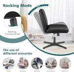 OLIXIS Criss Cross Legged Chairs Armless No Wheels Wide Seat Height Adjustable Swivel Padded PU Leather Home Office Desk Seating for Bedroom, Student, Study Room