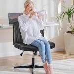 OLIXIS Criss Cross Legged Chairs Armless No Wheels Wide Seat Height Adjustable Swivel Padded PU Leather Home Office Desk Seating for Bedroom, Student, Study Room