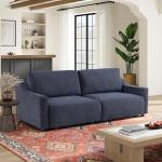 Serta Glendale 90.2" Queen Size Wall-Hugging Convertible Sofa, Dreamcoil Comfort, Chenille Fabric, Navy