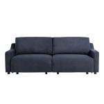 Serta Glendale 90.2" Queen Size Wall-Hugging Convertible Sofa, Dreamcoil Comfort, Chenille Fabric, Navy