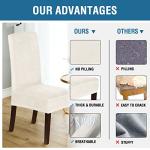 H.VERSAILTEX Dining Chair Covers Velvet Stretch Chair Covers for Dining Room Set of 6 Parson Chair Slipcovers Chair Protectors Covers, Soft Thick Solid Velvet Fabric Washable, Ivory