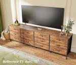 Huuger 70 Inch Dresser for Bedroom, TV Stand for 65, 75, 80 Inch TV, 12 Fabric Drawer Long Dresser, Large Entertainment Center for Bedroom, Wide Chest of Drawer with Storage, Rustic Brown