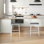 HOOBRO Bar Stools, Set of 2 Bar Chairs, PU Leather Upholstered Breakfast Stools, Easy Assembly, Suitable for Kitchen, Bar, Dining Room, White and Gray WG01MD01