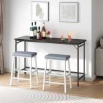 HOOBRO Bar Stools, Set of 2 Bar Chairs, PU Leather Upholstered Breakfast Stools, Easy Assembly, Suitable for Kitchen, Bar, Dining Room, White and Gray WG01MD01