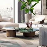 Marble color matching coffee table, designer Italian high-end sense, living room home light luxury high-end villa combination