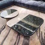 Marble color matching coffee table, designer Italian high-end sense, living room home light luxury high-end villa combination
