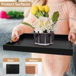 SXNOWS Coffee Table Trays - Large Ottoman Tray for Living Room - Wood Serving Trays with Handles(2 Sets) - Wooden Tray for Coffee Table, 4 Round Coasters Included, Black