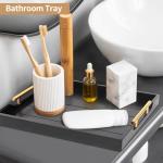 SXNOWS Coffee Table Trays - Large Ottoman Tray for Living Room - Wood Serving Trays with Handles(2 Sets) - Wooden Tray for Coffee Table, 4 Round Coasters Included, Black