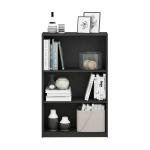 Furinno JAYA Book Shelf, 3-Tier Bookshelf, Bookcase with Adjustable Shelves, 9.5 x 24.5 x 40.3, for Living Room, Bedroom, Home Office, Blackwood