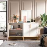 Tribesigns Modern Sideboards, Buffet Cabinet with 4 Doors and Adjustable Shelves (White)