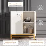 Tribesigns Modern Sideboards, Buffet Cabinet with 4 Doors and Adjustable Shelves (White)