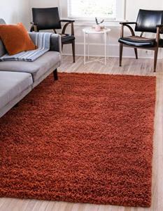 Unique Loom Solid Shag Collection Area Rug (8' x 10' Rectangle, Terracotta)