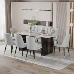 71'' Modern Dining Table Set for 8，Kitchen Table Set for 8, Dining Faux Marble Table Set for 8 with PU Leather Chairs for Kitche