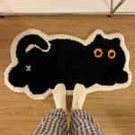 VIKAMA Black Cat Rug Cute Imitation Cashmere Family Bedroom Bed Blanket Door Mat Cartoon Living Room Coffee Table Mat
