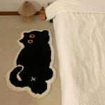VIKAMA Black Cat Rug Cute Imitation Cashmere Family Bedroom Bed Blanket Door Mat Cartoon Living Room Coffee Table Mat