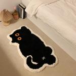 VIKAMA Black Cat Rug Cute Imitation Cashmere Family Bedroom Bed Blanket Door Mat Cartoon Living Room Coffee Table Mat