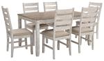 Signature Design by Ashley Skempton Cottage Dining 7 Piece Set – Rectangular Table & 6 Upholstered Chairs | Coastal Chic Meets Farmhouse, Whitewash