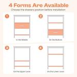 SUPERJARE Nightstand with Charging Station, Bed Side Table with Adjustable Fabric Drawer, Night Stand for Bedroom, 3-Tier Storage End Table, for Living Room, White