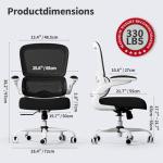 TRALT Office Chair - Ergonomic Desk Chair with Adjustable Lumbar Support, Mesh Computer Chair, Executive Chairs for Home Office Comfortable Lumbar Support (White+Black)