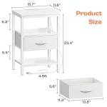 SUPERJARE Nightstand with Charging Station, Bed Side Table with Adjustable Fabric Drawer, Night Stand for Bedroom, 3-Tier Storage End Table, for Living Room, White