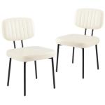 Sweetcrispy Dining Chairs Set of 2, Upholstered Mid Century Modern Kitchen Accent Chairs with Faux Leather Cushion Seat & Metal Legs for Home Office, Living Room - Cream White