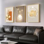 Framed Modern Luxury Gold Large Wall Art for Living Room, Set of 3 Piece Contemporary Paintings Artwork for Walls, Golden Prints with Gold Frame, Big Pictures for Hallway Office Wall Decor 24x36 Inch