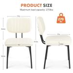 Sweetcrispy Dining Chairs Set of 2, Upholstered Mid Century Modern Kitchen Accent Chairs with Faux Leather Cushion Seat & Metal Legs for Home Office, Living Room - Cream White