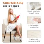 Sweetcrispy Dining Chairs Set of 2, Upholstered Mid Century Modern Kitchen Accent Chairs with Faux Leather Cushion Seat & Metal Legs for Home Office, Living Room - Cream White