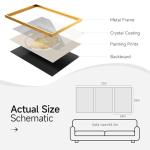 Framed Modern Luxury Gold Large Wall Art for Living Room, Set of 3 Piece Contemporary Paintings Artwork for Walls, Golden Prints with Gold Frame, Big Pictures for Hallway Office Wall Decor 24x36 Inch