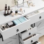 YITAHOME 54" Farmhouse Dresser for Bedroom, Large Modern Chest of Drawers, Wood Rustic Dresser TV Stand with 5 Drawers & 2 Sliding Barn Doors for Living Dining Room, Entryway, Hallway