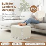 Tiita Square Stuffed Pouf Ottoman, Plush Poufs with Foam Chunk Filling, Foot Rest Stool for Living Room, Cream