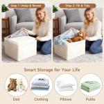 Tiita Square Stuffed Pouf Ottoman, Plush Poufs with Foam Chunk Filling, Foot Rest Stool for Living Room, Cream