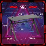 FDW Computer Desk Gaming Desk Student PC Desk Writing Desk Office Desk Modern Ergonomic Racing Style Table Workstation Carbon Fiber Headphone Hook (47in, Red)