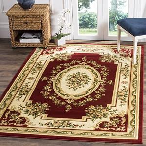 SAFAVIEH Lyndhurst Collection Area Rug - 8' x 11', Red & Ivory, Traditional European Medallion Design, Non-Shedding & Easy Care, Ideal for High Traffic Areas in Living Room, Bedroom (LNH218C)