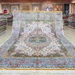 305x427cm Yilong Medallion Design Handmade Rug Large Hand Knotted Persian Silk Carpet