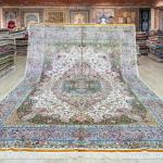 305x427cm Yilong Medallion Design Handmade Rug Large Hand Knotted Persian Silk Carpet