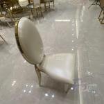 Wholesale Luxury Stackable O Round Back Gold Stainless Steel Legs White Leather Dining Hotel Chairs For Wedding Party Event