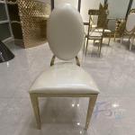 Wholesale Luxury Stackable O Round Back Gold Stainless Steel Legs White Leather Dining Hotel Chairs For Wedding Party Event