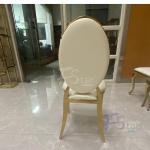 Wholesale Luxury Stackable O Round Back Gold Stainless Steel Legs White Leather Dining Hotel Chairs For Wedding Party Event